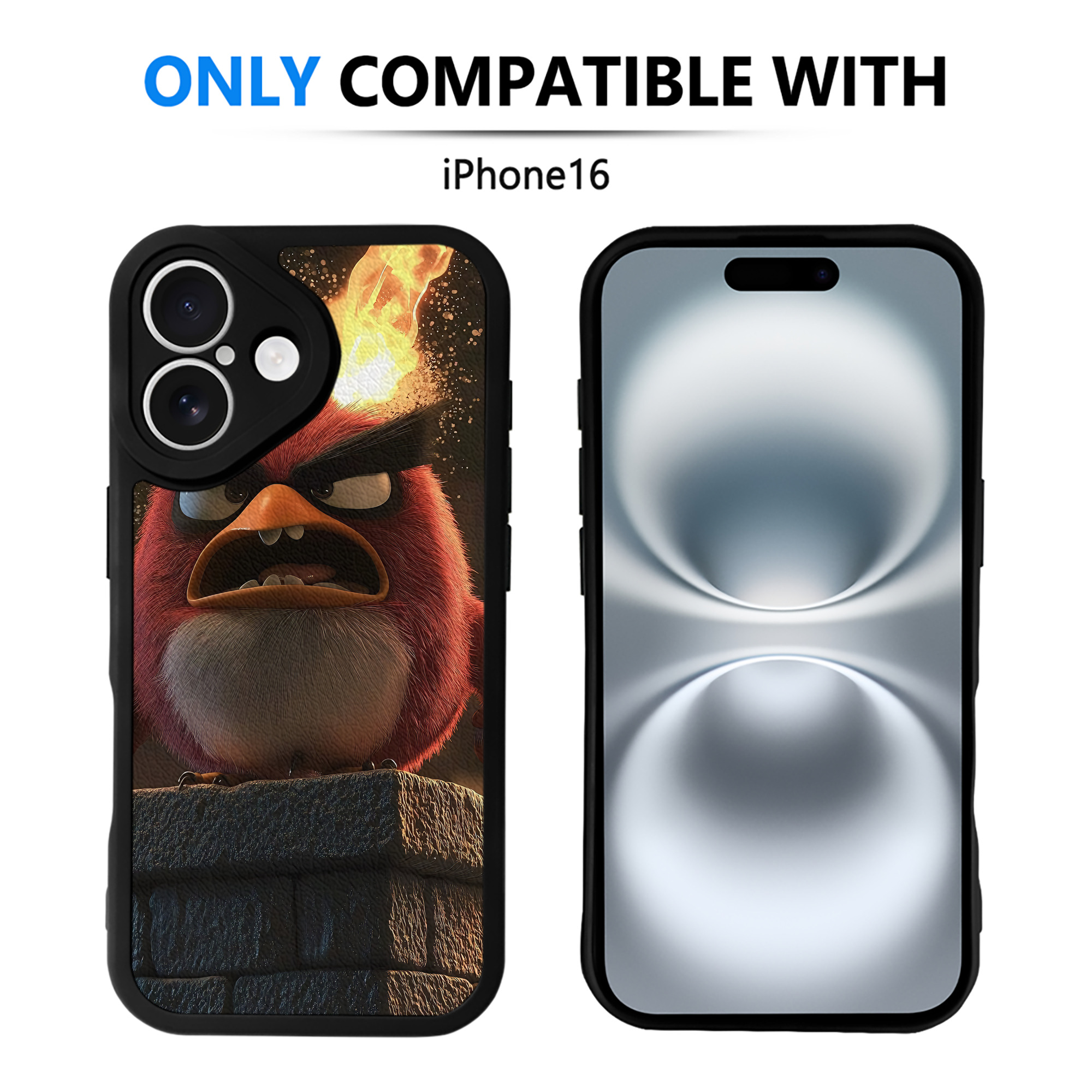 （画像用） Angry Birds アングリーバード 【iPhone 16シリーズ対応】シリコンスマホケース（レザー調） 材質：シリコン
